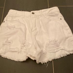 C&V white frayed jean shorts size 26